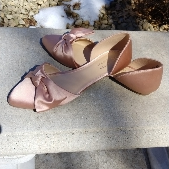 NWOT Lauren Conrad BlushPink Gazania Satin Bow D'Orsay Flat Sz9 girlhood wedding - Picture 2 of 10